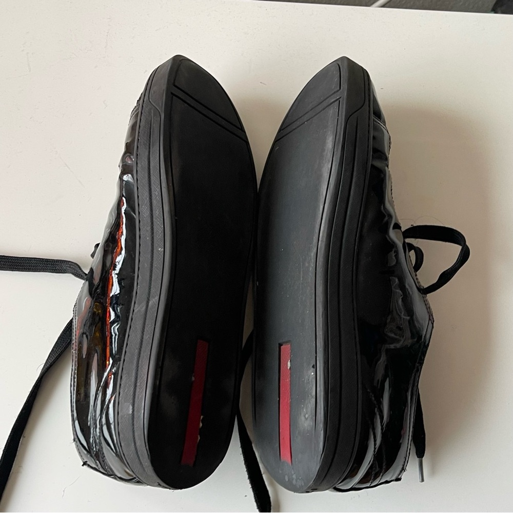 PRADA Black Patent Leather Sneakers - Picture 8 of 12